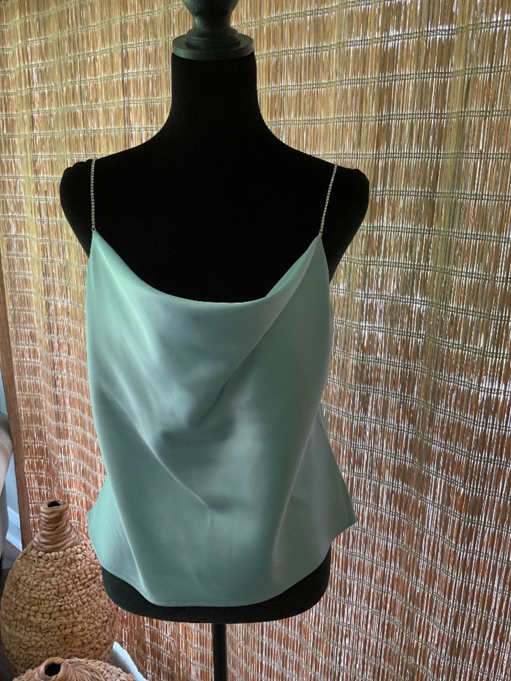 House of Harlow NWT WOMEN’s camisole scoop neck top with rhinestone straps